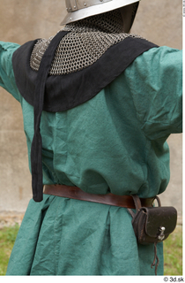 Photos Medieval Guard in mail armor 4 Medieval clothing Medieval guard chainmail hood green gambeson leather bag leather belt upper body 0006.jpg